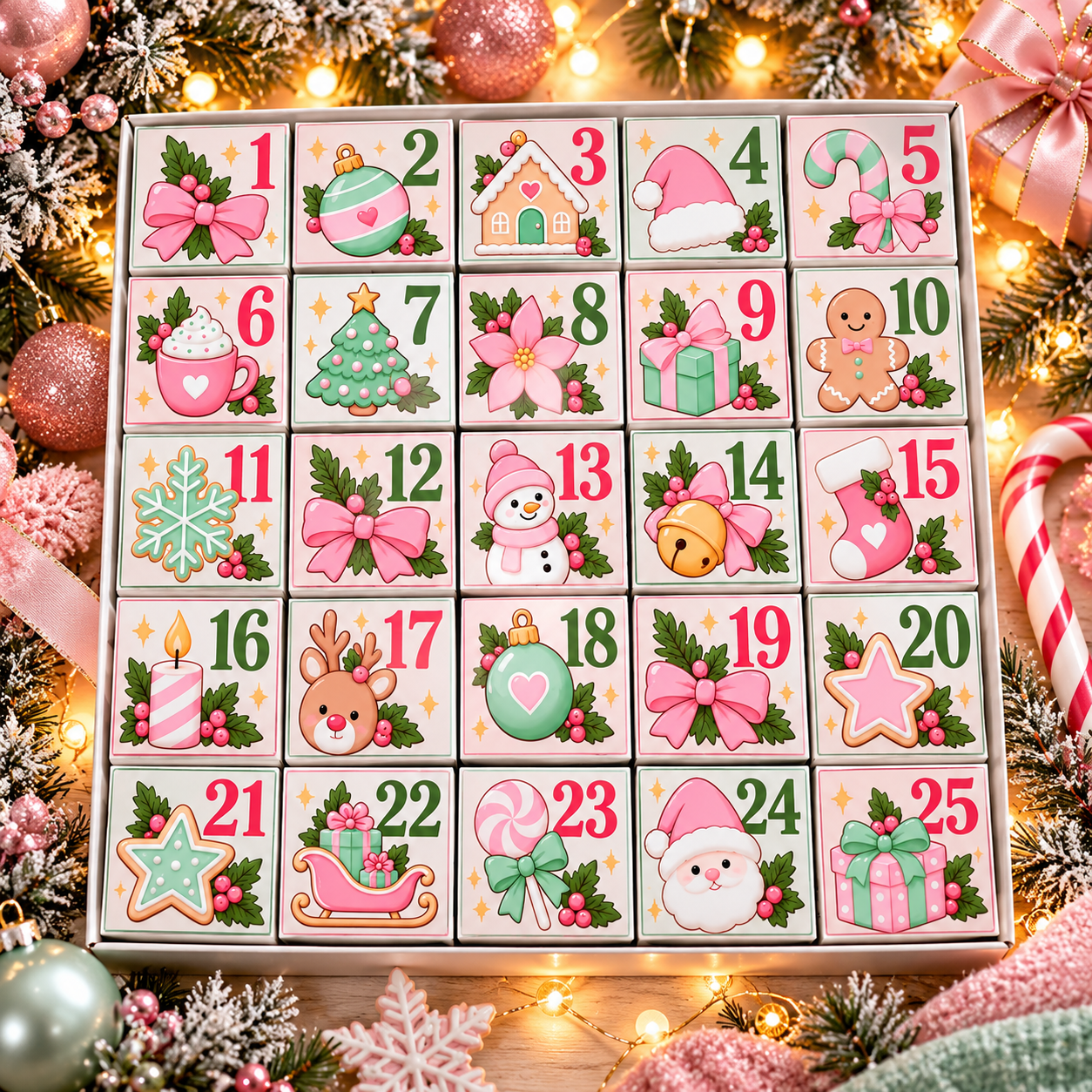 Pink & Mint Christmas Advent Calendar - Image 2